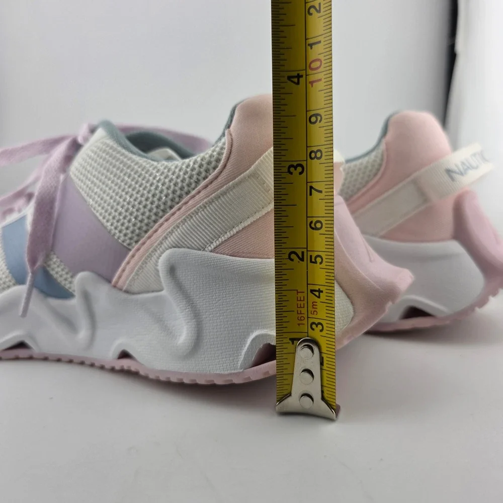 Nautica Manalapin 2S Athletic Chunky Mesh‎ Sneakers Girls Size 4 White Pink Fair